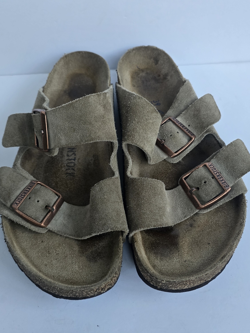 Birkenstock Tan Suede Two-Strap Arizona Sandals Size 39